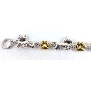 Premiere Designs Cat & Dog Link Bracelet Paws Dog Bone Toggle Clasp 8"